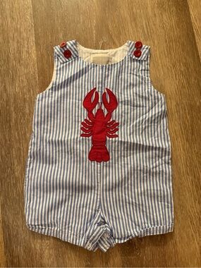 Cactus Blue & White Striped Lobster One-Piece